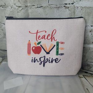 Teach Love Inspire Makeup Accessory Bag Appx 9 x 6 x 2"
